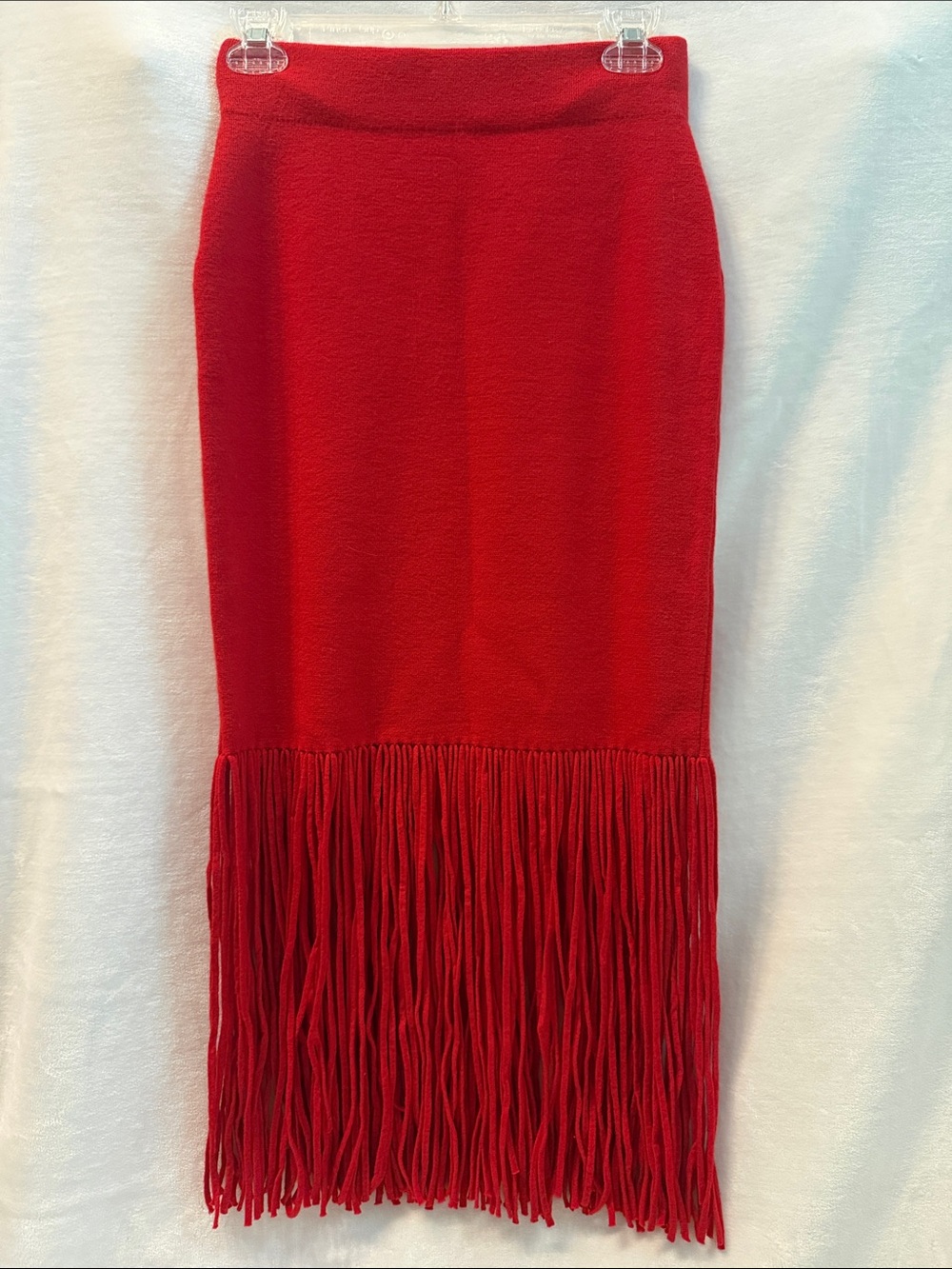 Ann Taylor Red Fringe Sweater Skirt